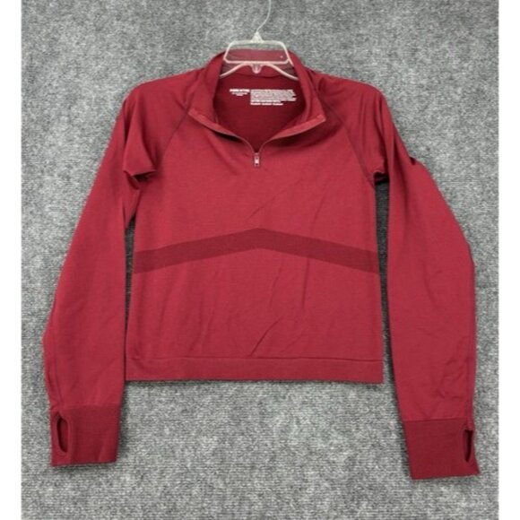 Victoria’s Secret PINK Activewear 1/4 Zip Cropped Pullover Jacket Red Maroon - Picture 7 of 11